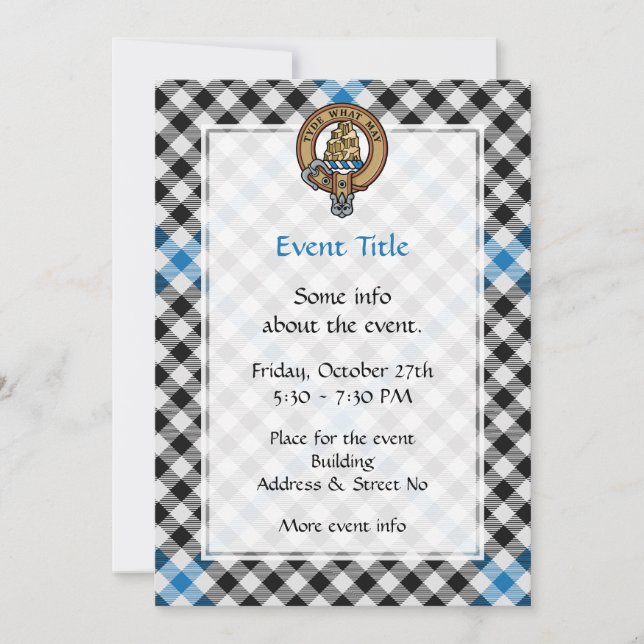 Clan Haig Crest over Check Tartan Invitation (Front)