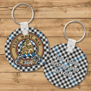 Clan Haig Crest over Check Tartan Keychain