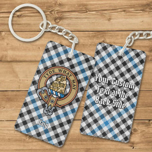Clan Haig Crest over Check Tartan Keychain
