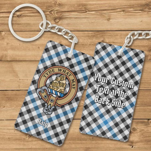 Clan Haig Crest over Check Tartan Keychain (Creator Uploaded)