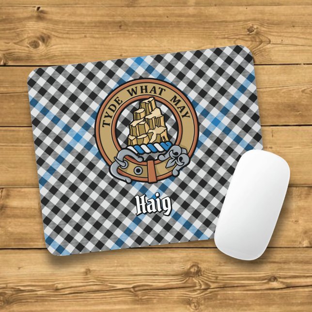 Clan Haig Crest over Check Tartan Mouse Pad (Creator Uploaded)
