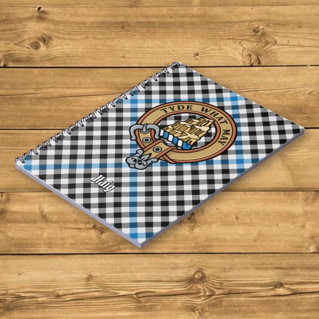 Clan Haig Crest over Check Tartan Notebook (Creator Uploaded)