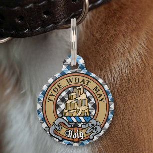 Clan Haig Crest over Check Tartan Pet Tag