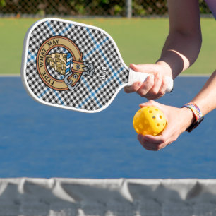 Clan Haig Crest over Check Tartan Pickleball Paddle