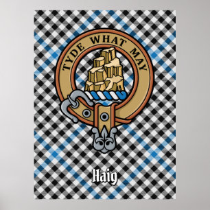 Clan Haig Crest over Check Tartan Poster