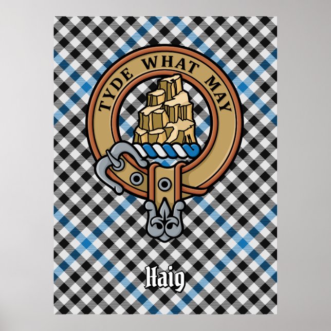 Clan Haig Crest over Check Tartan Poster (Front)