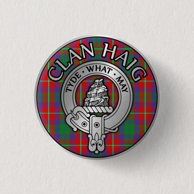 Clan Haig Crest & Tartan 1 Inch Round Button (Front)