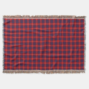 Clan Hamilton Bright Blue and Red Scottish Tartan Throw Blanket