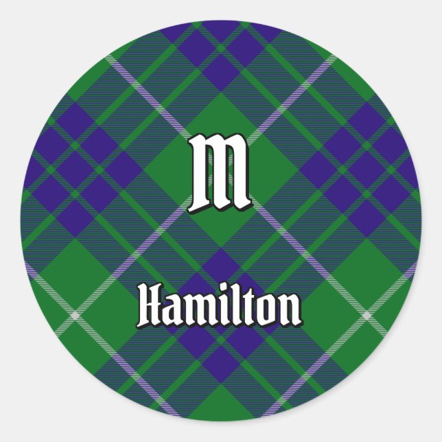 Clan Hamilton Chasse Tartan Classic Round Sticker (Devant)