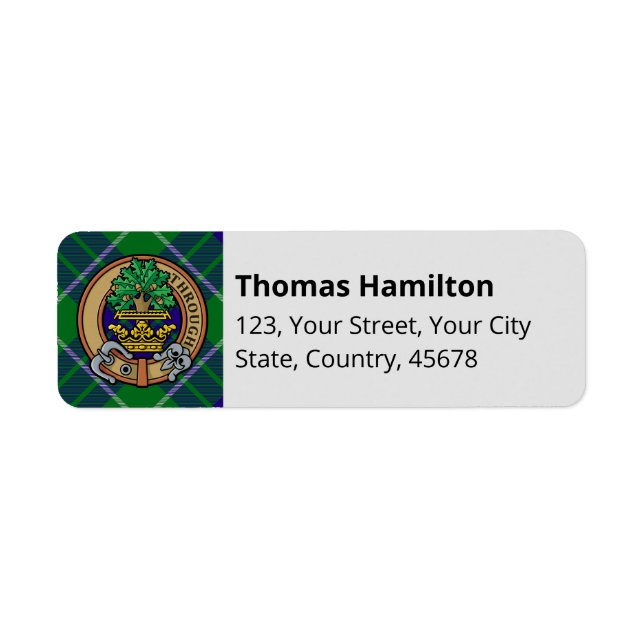 Clan Hamilton Chasse Tartan Étiquette (Devant)