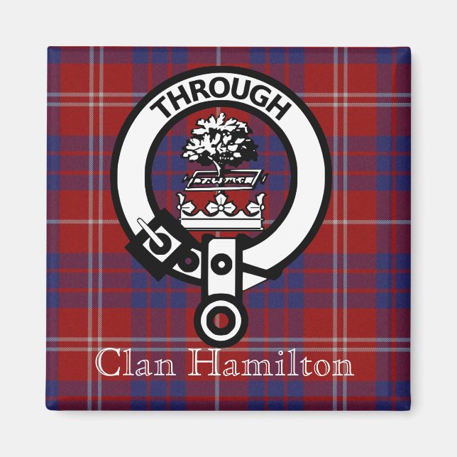 Clan Hamilton Crest and Tartan Magnet (Front)