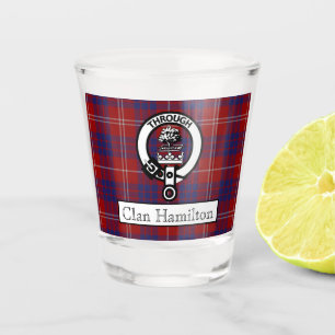 Clan Hamilton Crest and Tartan  Shot Glass