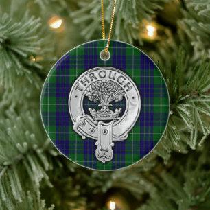 Clan Hamilton Crest & Hunting Tartan Ceramic Ornament