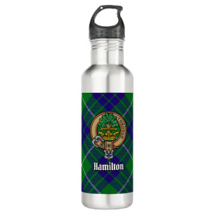 Clan Hamilton Crest over Hunting Tartan 710 Ml Water Bottle