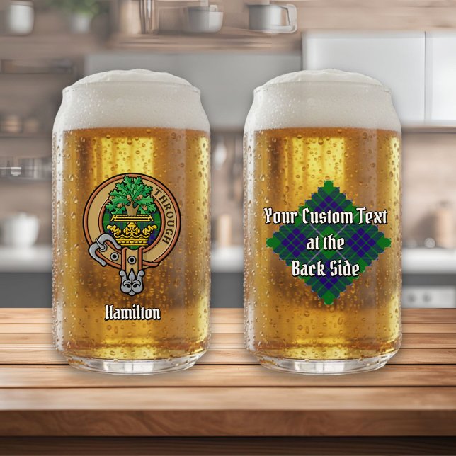 Clan Hamilton Crest over Hunting Tartan Can Glass (Creator Uploaded)