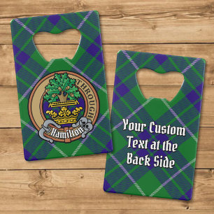 Clan Hamilton Crest over Hunting Tartan Credit Card Bottle Opener