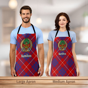 Clan Hamilton Crest over Red Tartan Apron