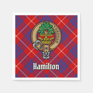 Clan Hamilton Crest over Red Tartan Napkin