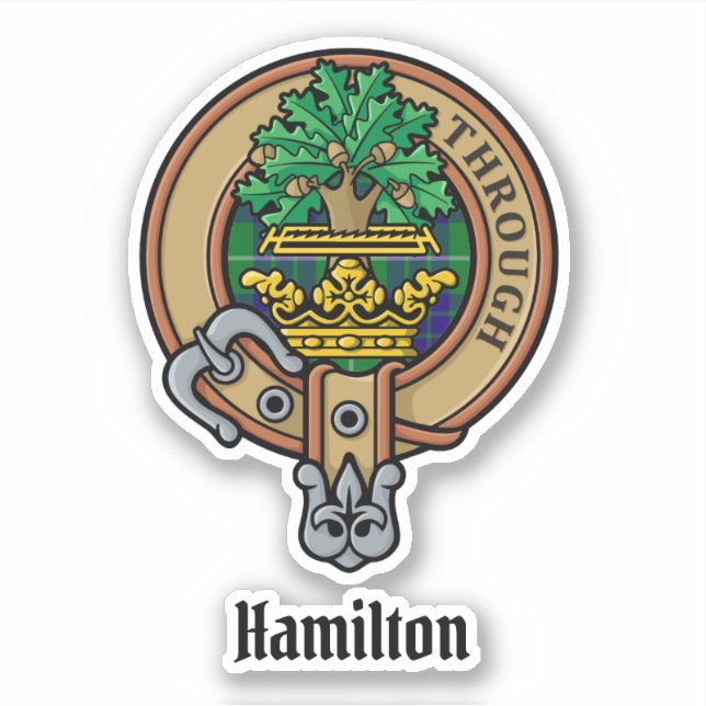 Clan Hamilton Crest sur la chasse Sticker Tartan (Devant)