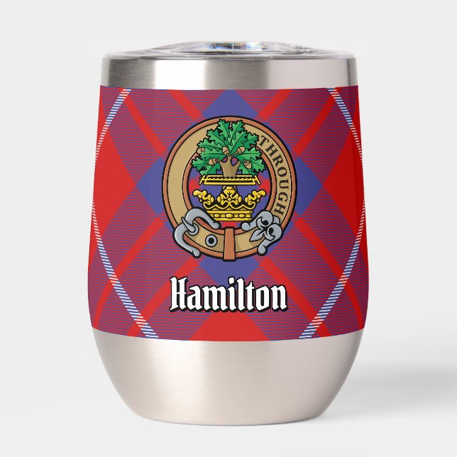 Clan Hamilton Crest sur Red Tartan (Avant)