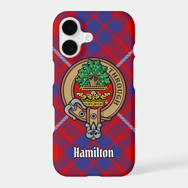 Clan Hamilton Crest sur Red Tartan coque iphone (Verso)