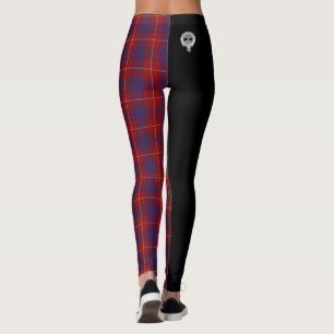 Clan Hamilton Crest & Tartan / Black Leggings