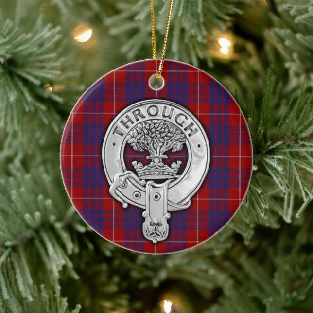 Clan Hamilton Crest & Tartan Ceramic Ornament (Tree)