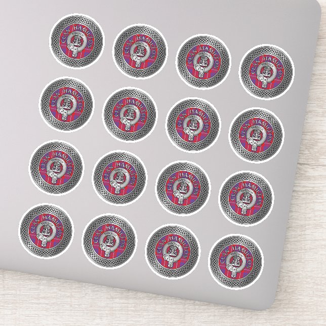 Clan Hamilton Crest & Tartan Knot Sticker (Detail)