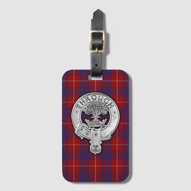 Clan Hamilton Crest & Tartan Luggage Tag (Front Vertical)