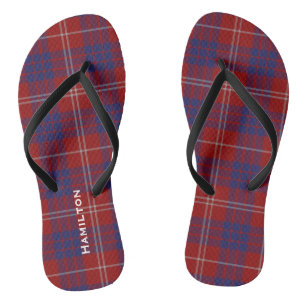 Clan Hamilton Plaid Personalized Flip Flops