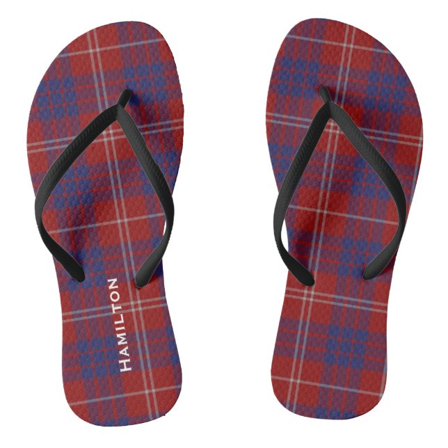 Clan Hamilton Plaid Personalized Flip Flops (Footbed)