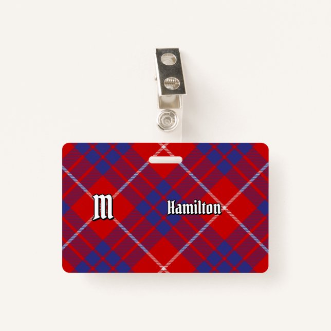 Clan Hamilton Red Tartan Badge (Front with Clip)