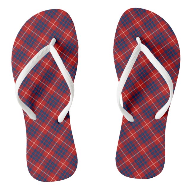 Clan Hamilton Tartan Red and Blue Plaid Flip Flops (Footbed)