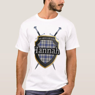 Clan Hannah Hannay Tartan Plaid Shield & Swords T-Shirt