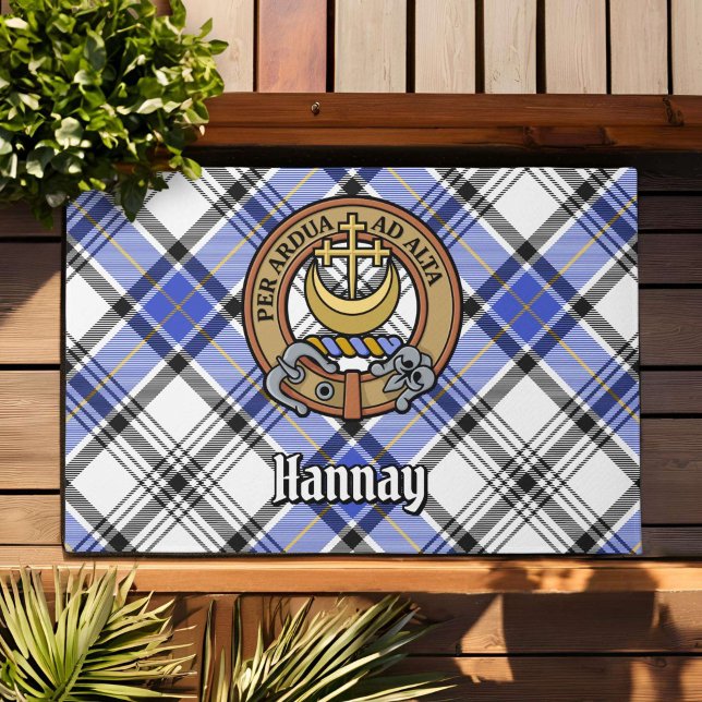 Clan Hannay Crest over Tartan Doormat (Creator Uploaded)