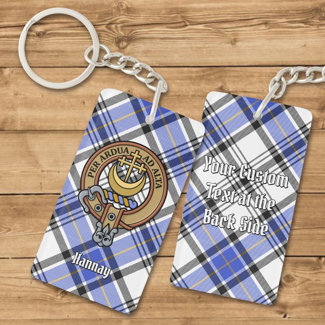 Clan Hannay Crest over Tartan Keychain (Creator Uploaded)