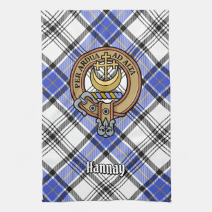 Clan Hannay Crest over Tartan Kitchen Towel