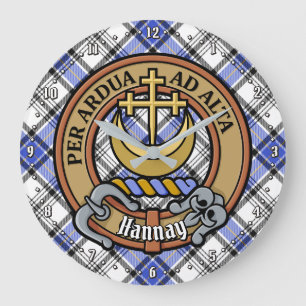 Clan Hannay Crest over Tartan Large Clock