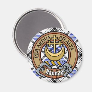 Clan Hannay Crest over Tartan Magnet