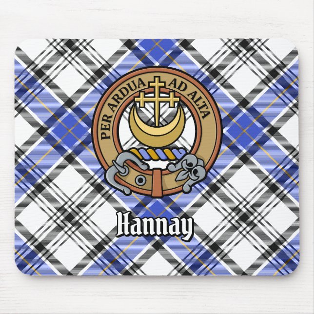 Clan Hannay Crest over Tartan Mouse Pad (Front)