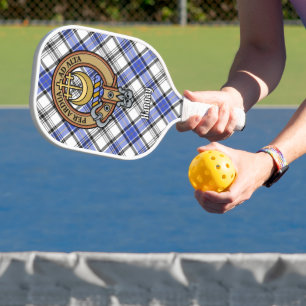 Clan Hannay Crest over Tartan Pickleball Paddle