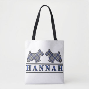 Clan Hannay Hannah Scottie Dogs Tartan Plaid Tote Bag
