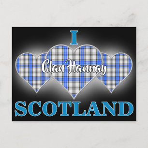 Clan Hannay I Love Scotland Tartan Heart Postcard