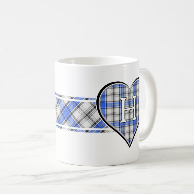 Clan Hannay Tartan Heart Coffee Mug (Front Right)
