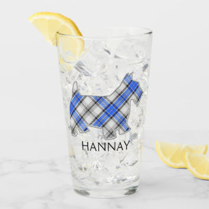 Clan Hannay Tartan Scottie Dog Glass