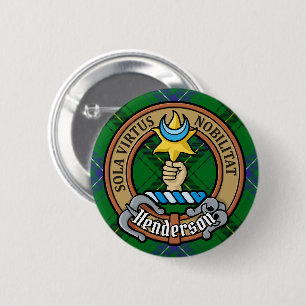 Clan Henderson Crest over Tartan 2 Inch Round Button