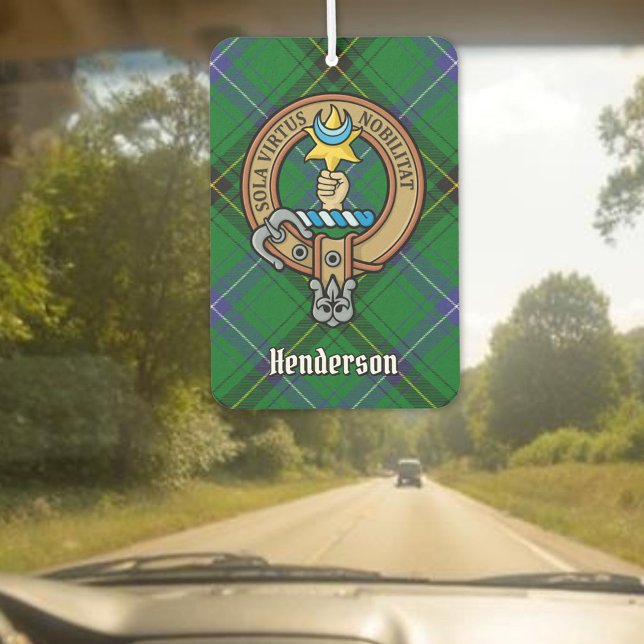 Clan Henderson Crest over Tartan Air Freshener (Creator Uploaded)