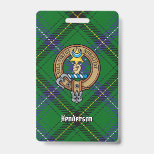 Clan Henderson Crest over Tartan Badge