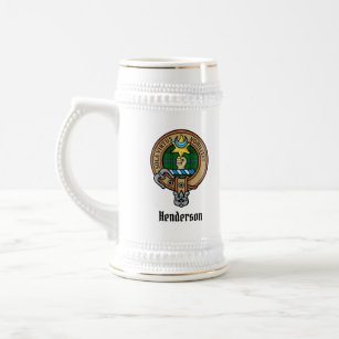 Clan Henderson Crest over Tartan Beer Stein