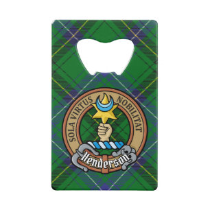 Clan Henderson Crest over Tartan Credit Card Bottle Opener